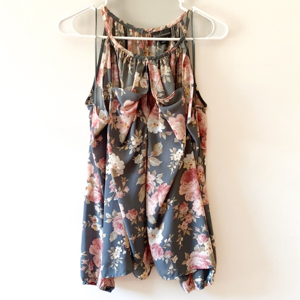 BOLD elements | L | Women’s Floral Cut-Out Cold Shoulder Blouse